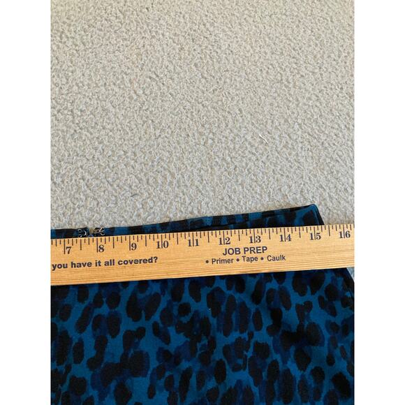 Banana Republic Midi Skirt 8 Medium Leopard Animal Print Slit Blue Y2K 80s Retro - Picture 8 of 11